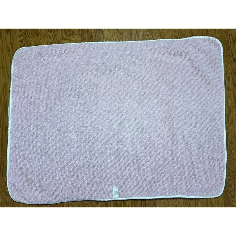 Carters Child of Mine Patchwork Baby Blanket Pink Green Squares Minky Dot Satin